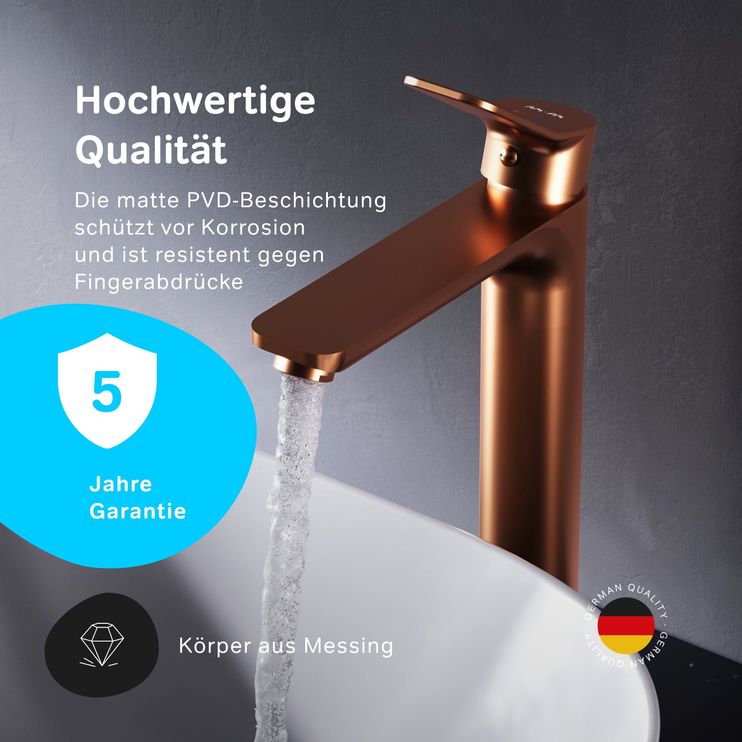 FXA92044 Robinet de lavabo X-Joy avec bec haut, or rose