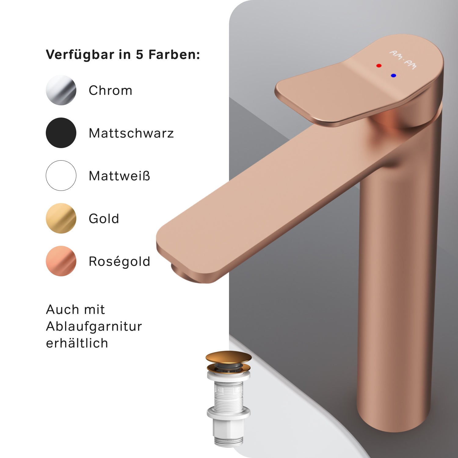 FXA92044 Robinet de lavabo X-Joy avec bec haut, or rose