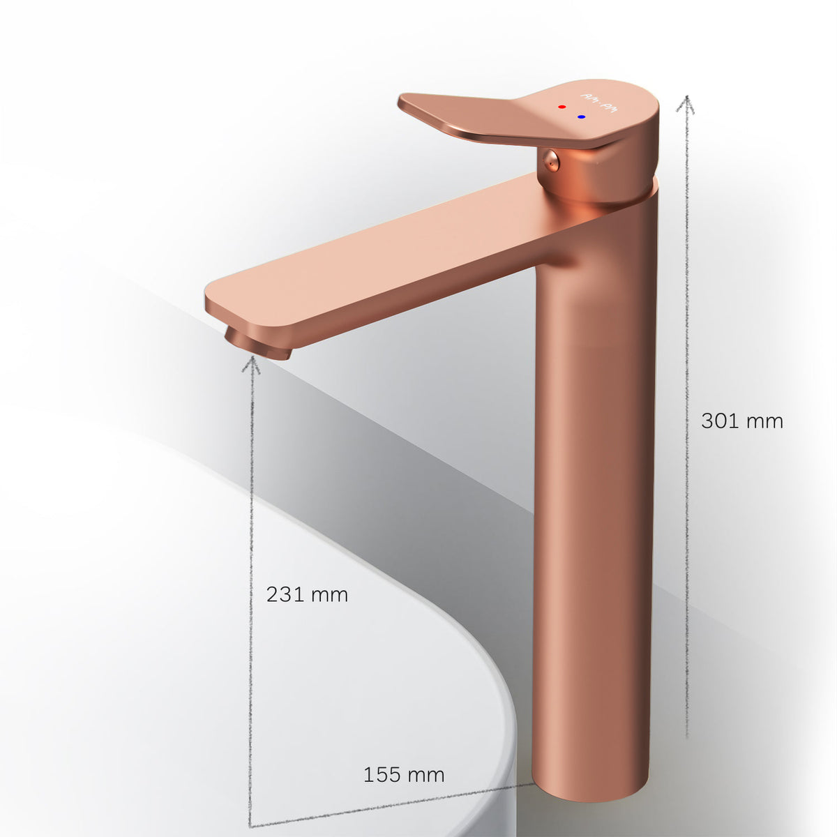 Hohe Waschtischarmatur X-Joy, Roségold – FXA92044