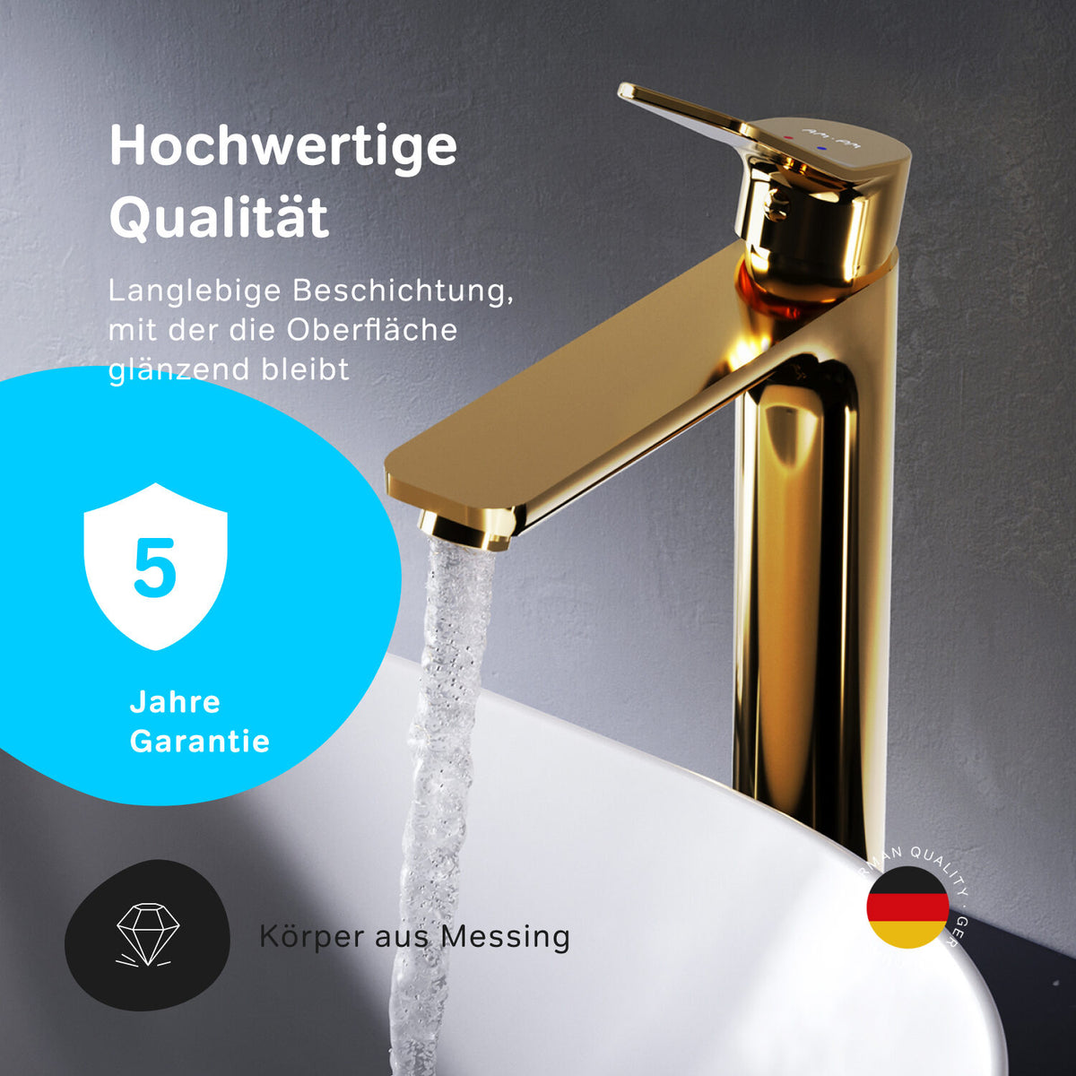 Hohe Waschtischarmatur X-Joy, Gold – FXA92099