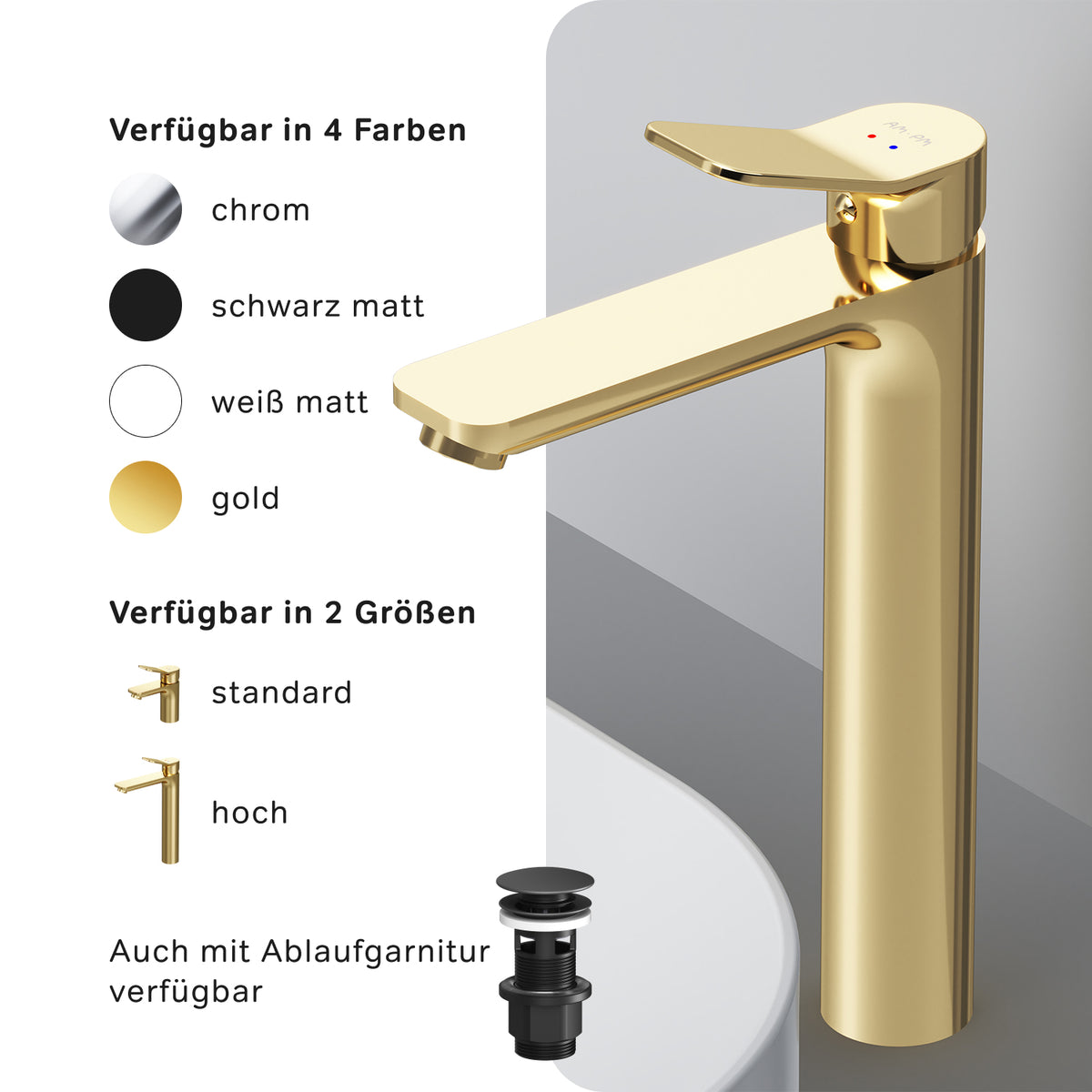 Hohe Waschtischarmatur X-Joy, Gold – FXA92099