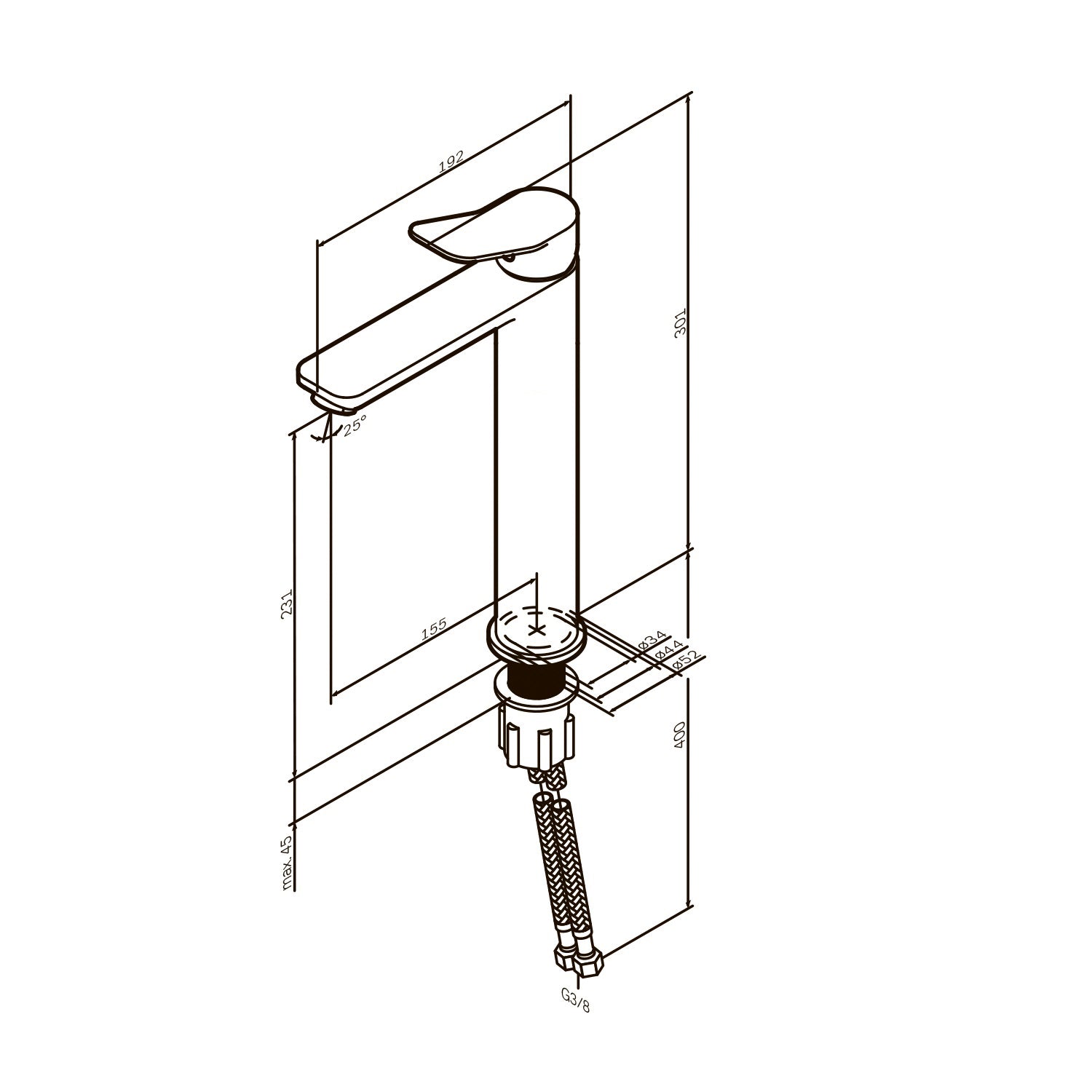 FXA92099 Mitigeur de lavabo X-Joy avec robinet à bec haut, doré