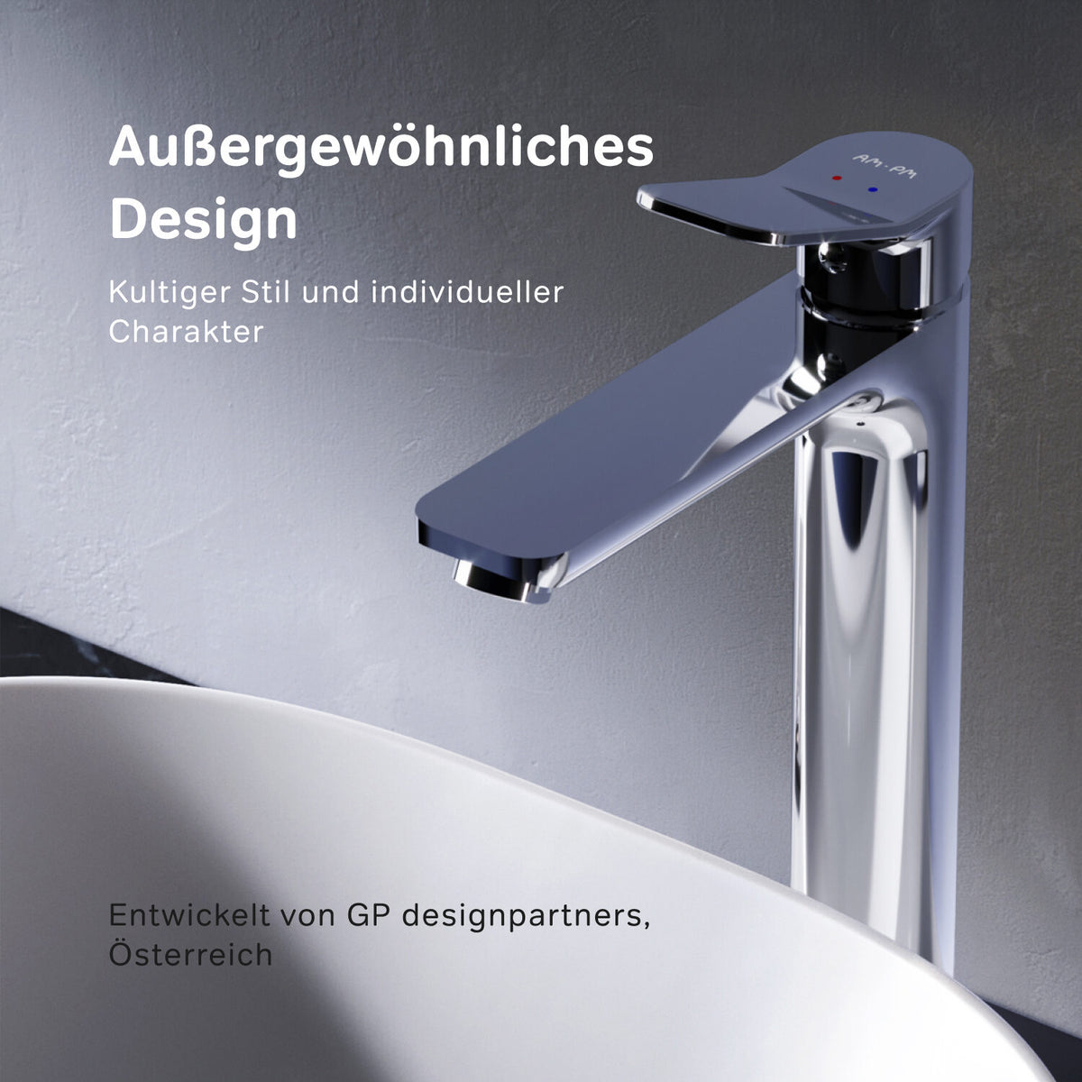 FXA92200 Bad Armatur X-Joy Waschtischarmatur Hoch mit Klick-Ablaufgarnitur Wasserhahn ampm-store.de