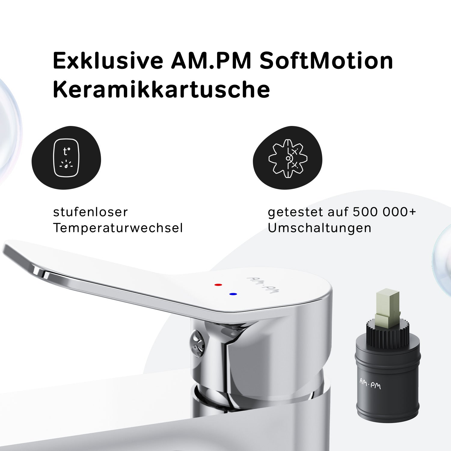 FXA92200 Bad Armatur X-Joy Waschtischarmatur Hoch mit Klick-Ablaufgarnitur Wasserhahn ampm-store.de