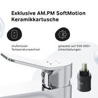 FXA92200 Bad Armatur X-Joy Waschtischarmatur Hoch mit Klick-Ablaufgarnitur Wasserhahn ampm-store.de