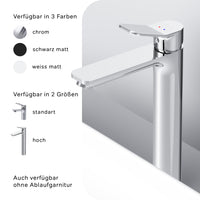 FXA92200 Bad Armatur X-Joy Waschtischarmatur Hoch mit Klick-Ablaufgarnitur Wasserhahn ampm-store.de