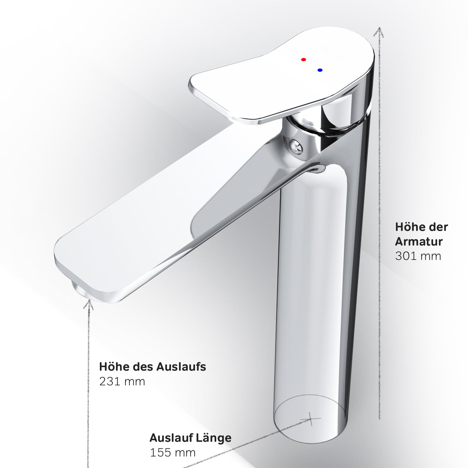 FXA92200 Bad Armatur X-Joy Waschtischarmatur Hoch mit Klick-Ablaufgarnitur Wasserhahn ampm-store.de