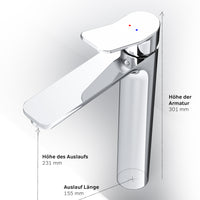 FXA92200 Bad Armatur X-Joy Waschtischarmatur Hoch mit Klick-Ablaufgarnitur Wasserhahn ampm-store.de