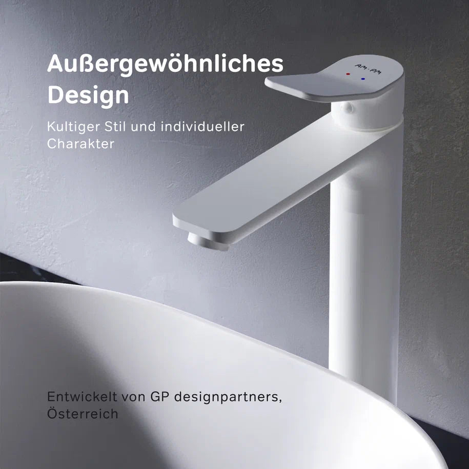 Hohe Waschtischarmatur X-Joy mit Klick-Ablaufgarnitur, Weiß – FXA92233