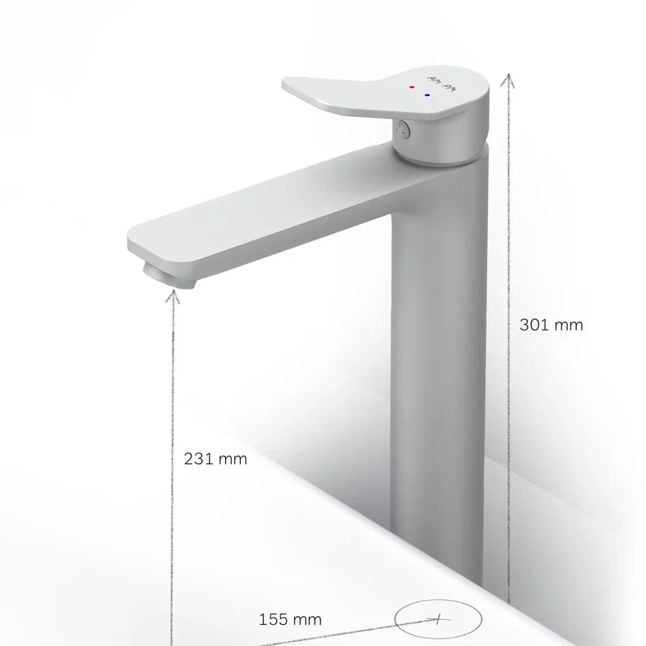 Hohe Waschtischarmatur X-Joy mit Klick-Ablaufgarnitur, Weiß – FXA92233