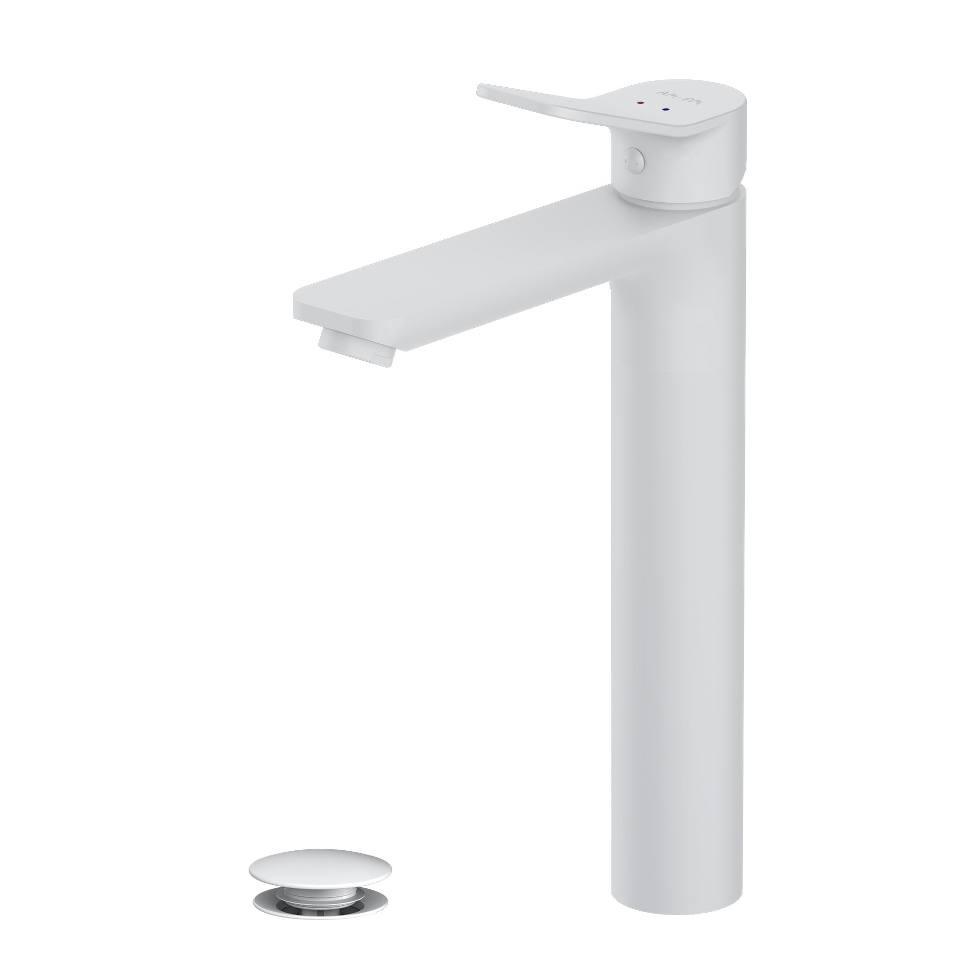 FXA92233 Bad Armatur X-Joy Waschtischarmatur Hoch mit Klick-Ablaufgarnitur Wasserhahn, Weiß