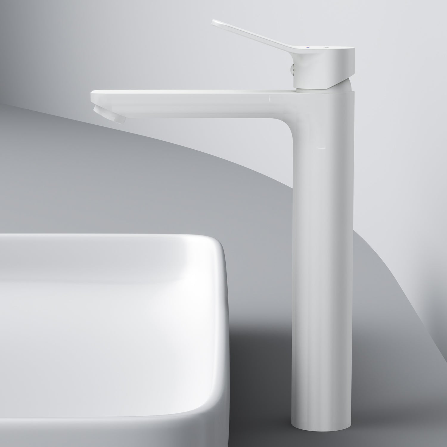 FXA92233 Bad Armatur X-Joy Waschtischarmatur Hoch mit Klick-Ablaufgarnitur Wasserhahn, Weiß