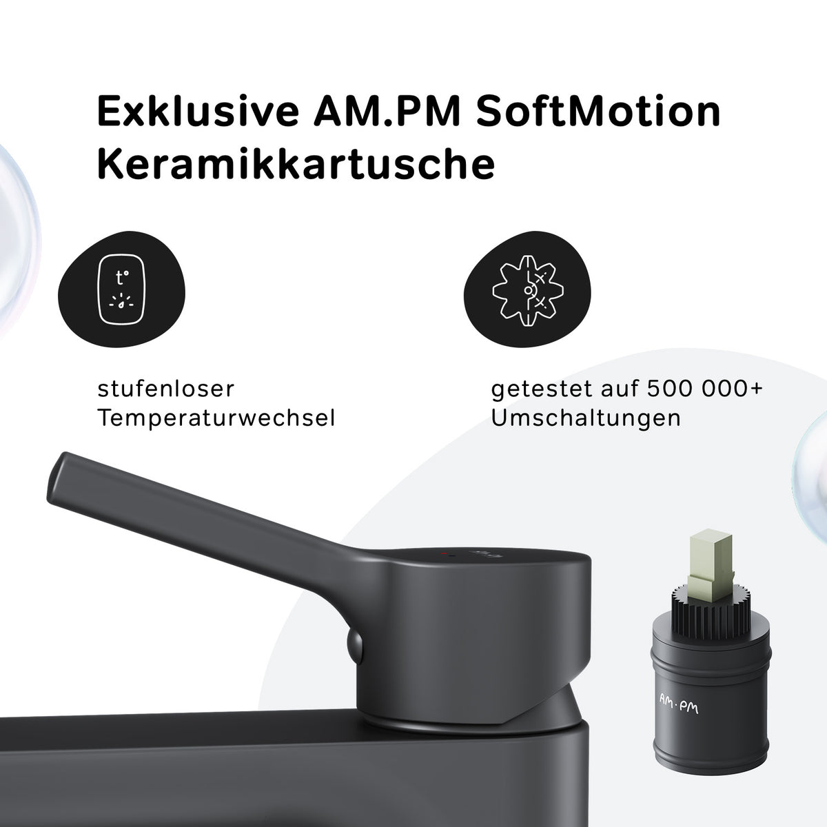 FXB02122 Bad Armatur X-Joy S Waschtischarmatur Wasserhahn, Schwarz ampm-store.de