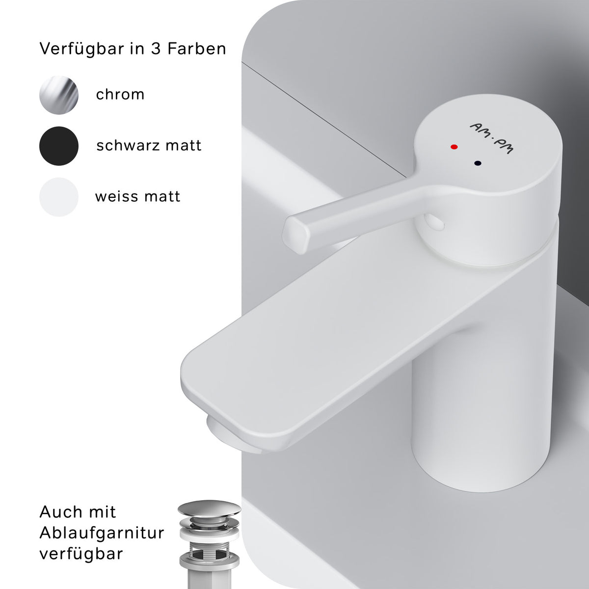 FXB02133 Bad Armatur X-Joy S Waschtischarmatur Wasserhahn, Weiß ampm-store.de