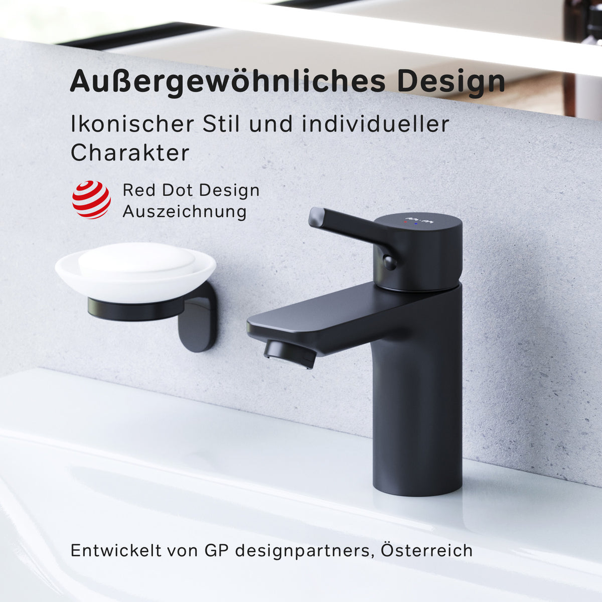 FXB82122 Bad Armatur X-Joy S Waschtischarmatur mit Klick-Ablaufgarnitur Wasserhahn, Schwarz ampm-store.de