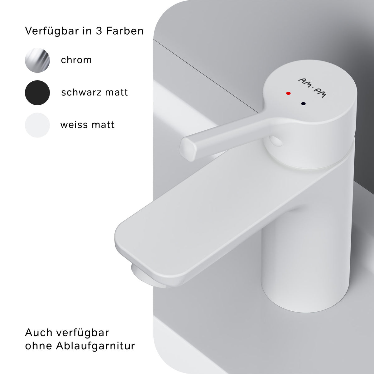 FXB82133 Bad Armatur X-Joy S Waschtischarmatur mit Klick-Ablaufgarnitur Wasserhahn, Weiß ampm-store.de