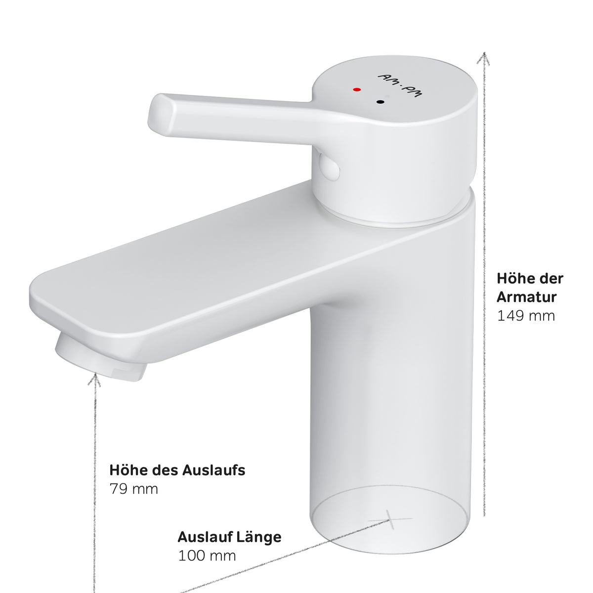 FXB82133 Bad Armatur X-Joy S Waschtischarmatur mit Klick-Ablaufgarnitur Wasserhahn, Weiß ampm-store.de