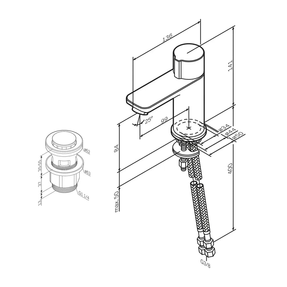 Robinet de lavabo X-Joy TouchReel avec bonde clic-clac–FXT82500