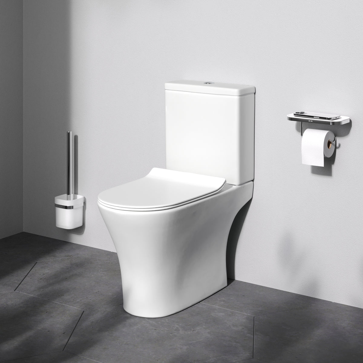 WC sur pied Flash avec sortie murale horizontale (PK) , sans bride et abattant à fermeture ralentie–CNA8600PSC