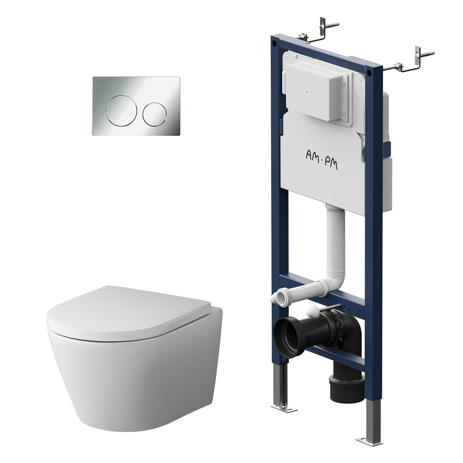 IIS90151.NA1700 Set: Wand-WC + Vorwandelement + Drückerplatte