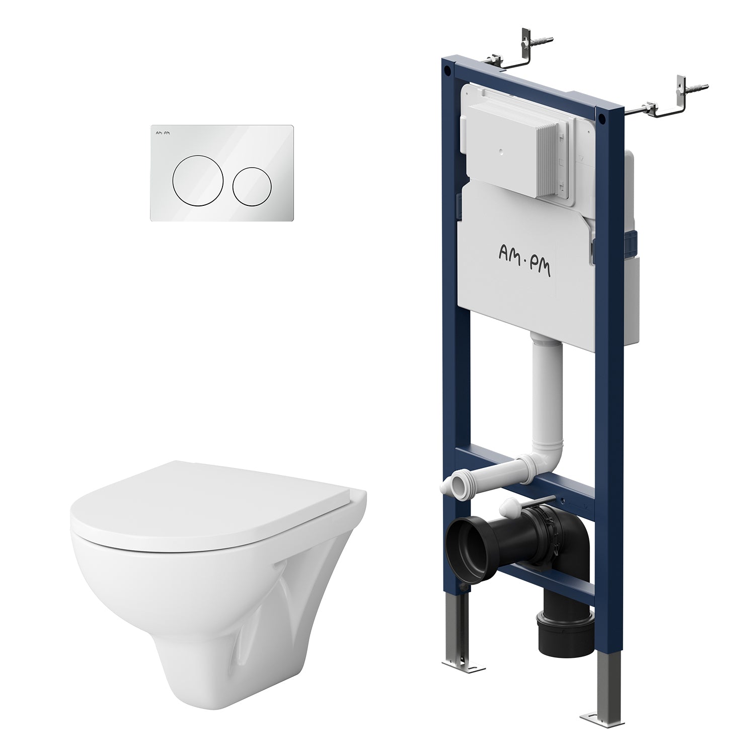 IIS90151.TA1700 Set: Wand-WC + Vorwandelement + Drückerplatte