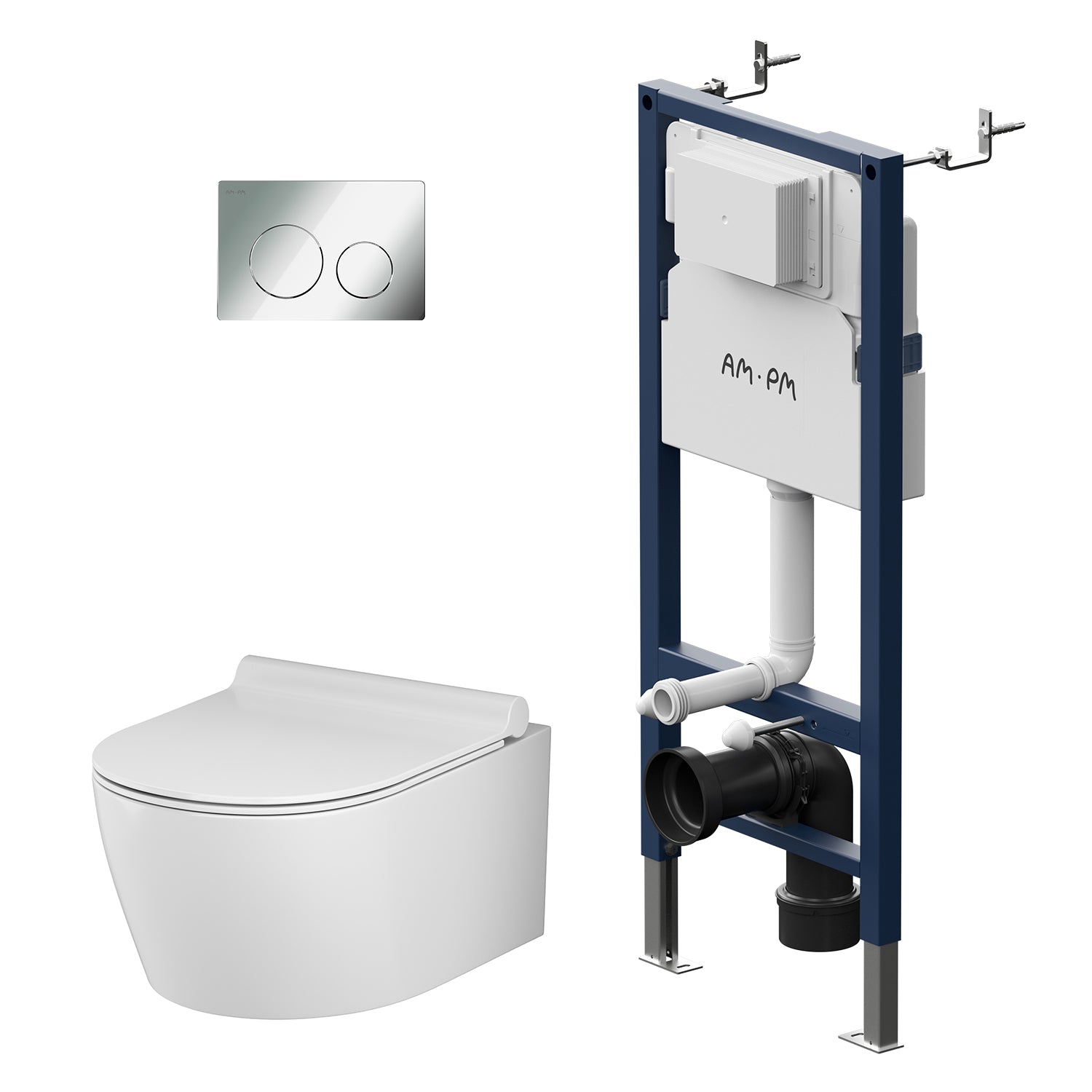IIS90151.XB1700 Set: Wand-WC + Vorwandelement + Drückerplatte