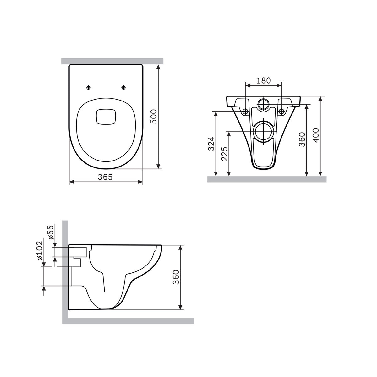 Ensemble WC complet Hit avec bâti-support et plaque de commande blanche–IIS90201. TA1700