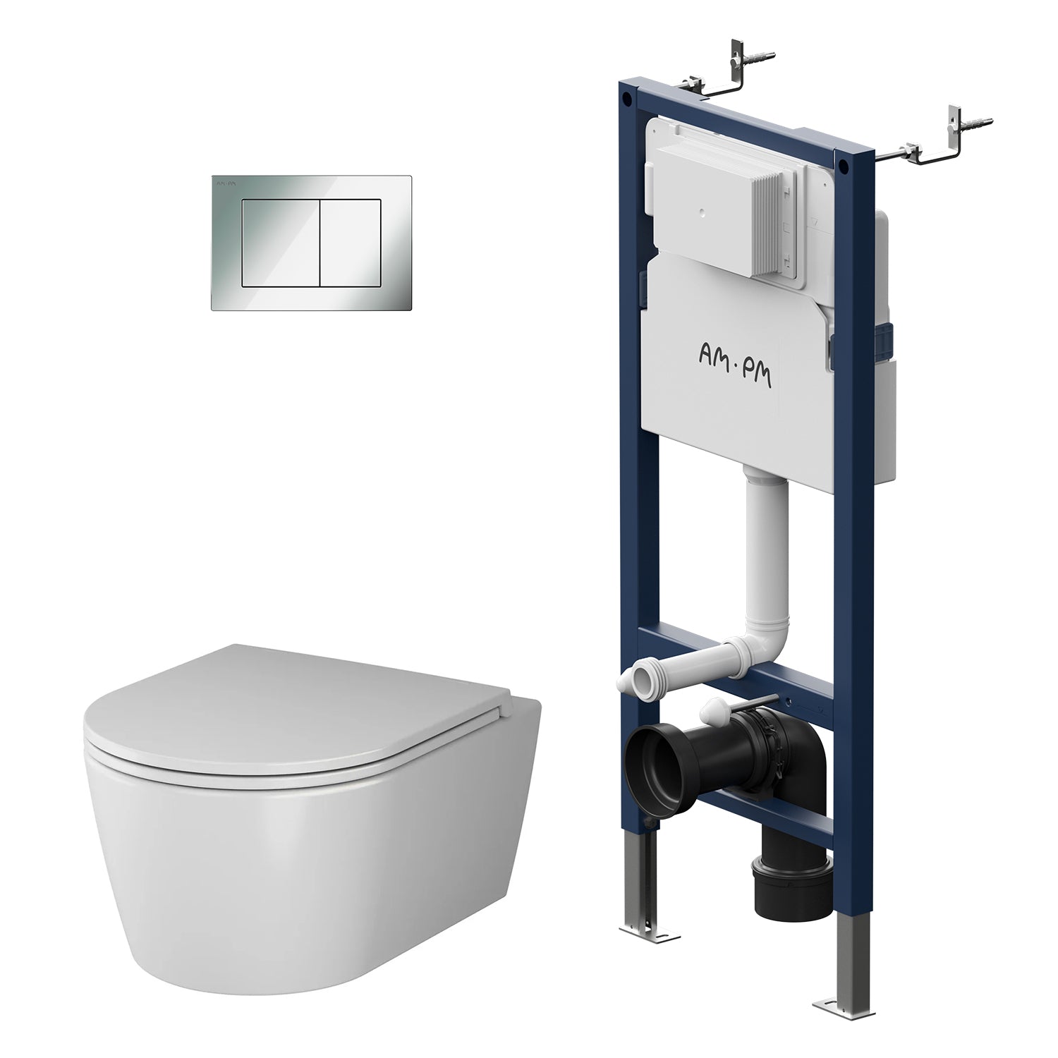 IIS90251.FA1700 Set: Wand-WC + Vorwandelement + Drückerplatte