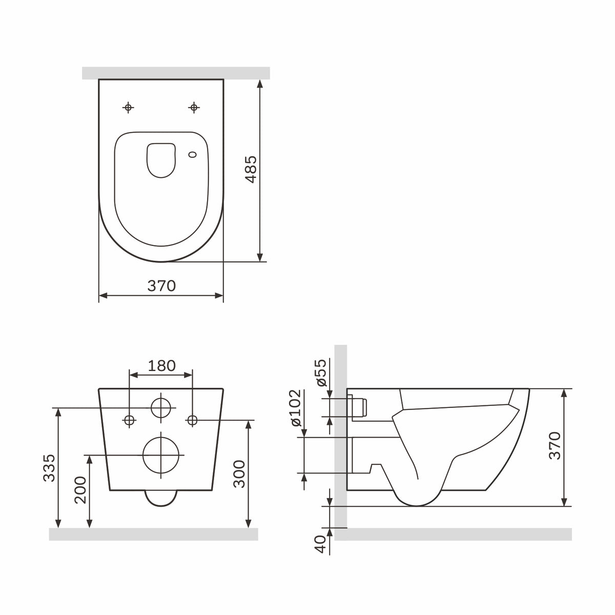 Ensemble WC complet avec bâti-support suspendu et plaque de commande chromée–IIS90251. LA1900