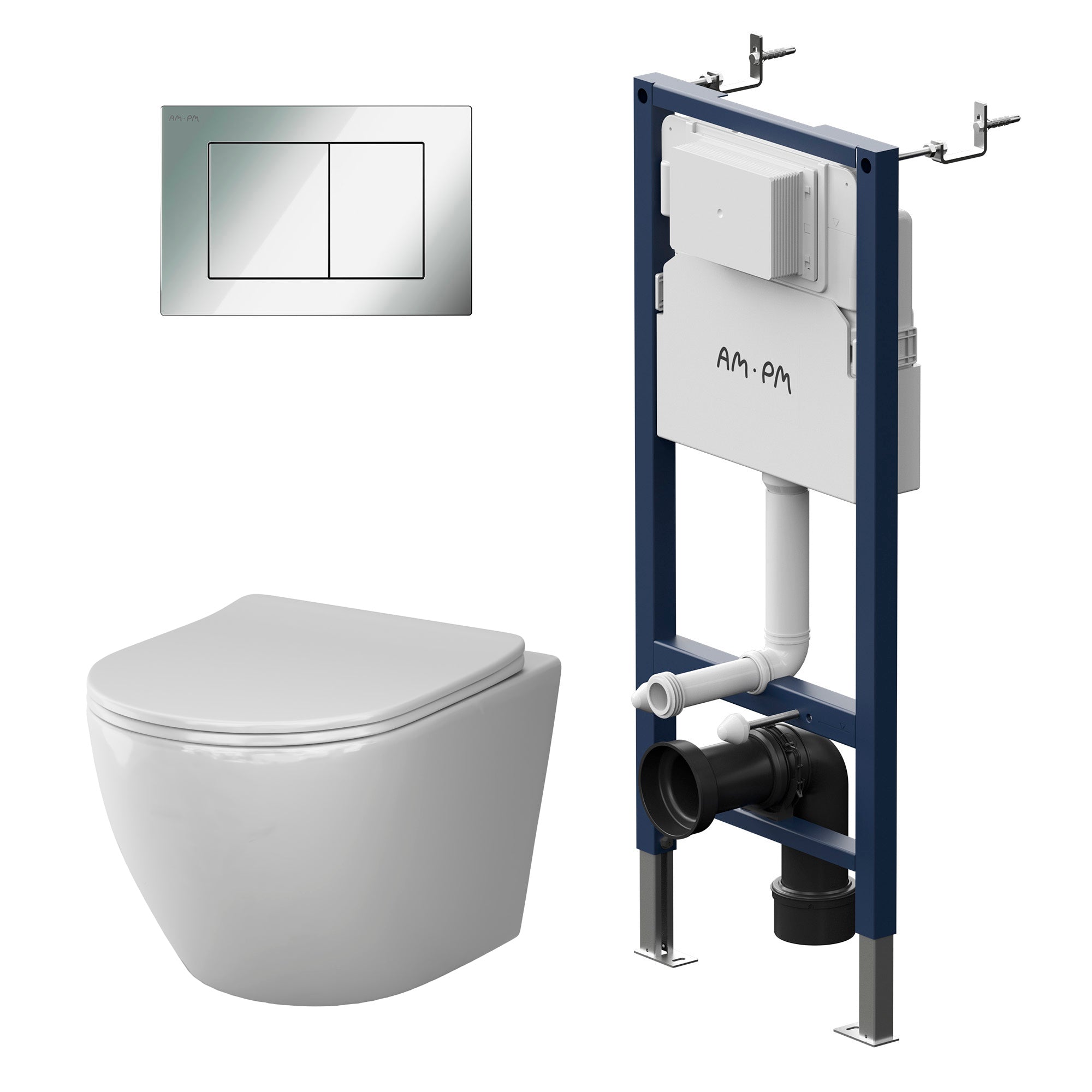IIS90251. LA1900 Ensemble : WC suspendu + élément pré-encastré + plaque de poussée
