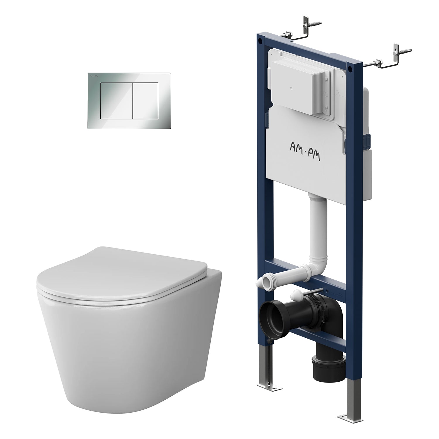 IIS90251.PA1900 Set: Wand-WC + Vorwandelement + Drückerplatte
