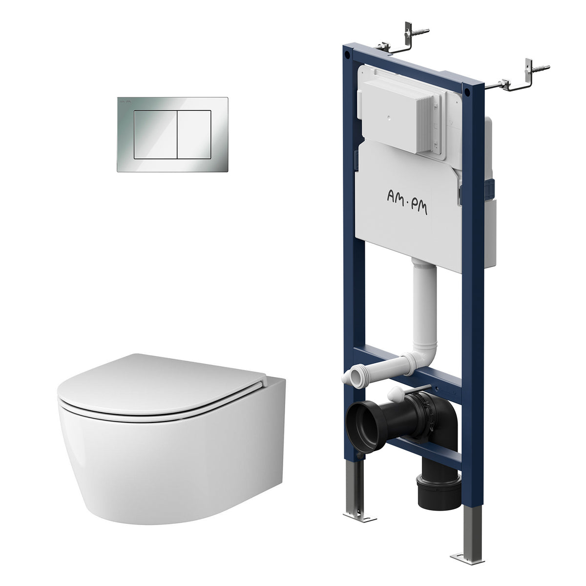 Ensemble de toilette complet X-Joy S avec élément mural et plaque d'actionnement chromée–IIS90251. XB1700