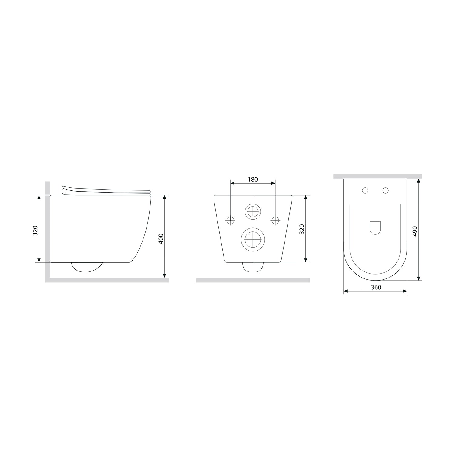 IIS90251.XB1701 Set: Wand-WC + Vorwandelement + Drückerplatte