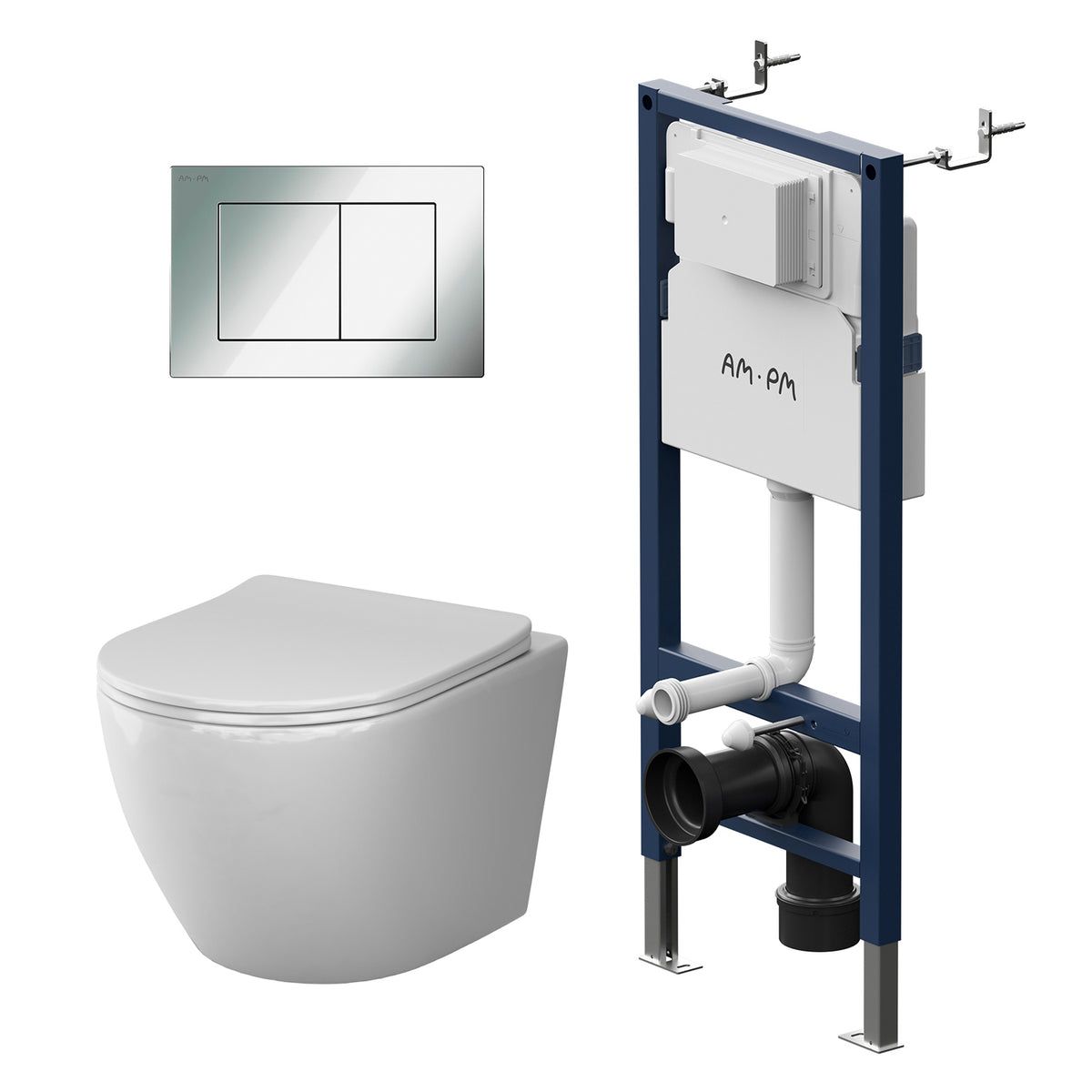 WC-Komplettset X-Joy S mit Vorwandelement und Betätigungsplatte in Chrom – IIS90251.XB1701