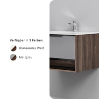 MNA-FHX0601GM-WCC0602WG Waschtischunterschrank mit Becken, 60 cm, 1 Schublade + offene Nische, Graphit matt ampm-store.de