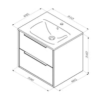 MNA-FHX0602GM-WCC0602WG Waschtischunterschrank mit Becken, 60 cm, 2 Schubladen, Graphit matt ampm-store.de