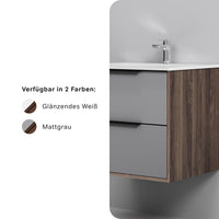 MNA-FHX0602GM-WCC0602WG Waschtischunterschrank mit Becken, 60 cm, 2 Schubladen, Graphit matt ampm-store.de