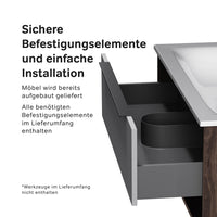 MNA-FHX1001GM-WCC1002WG Waschtischunterschrank mit Becken, 100 cm, 1 Schublade + offene Nische, Graphit matt ampm-store.de