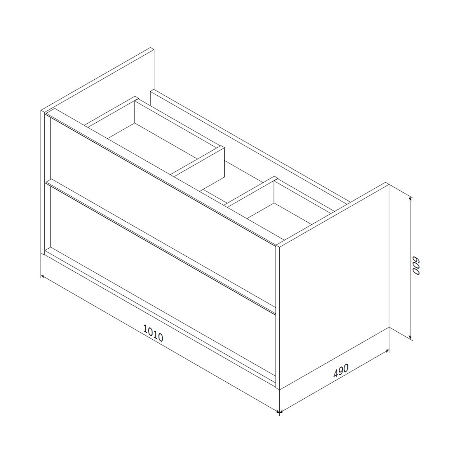 MNA-FHX1002WGSP-WCC1002WG Waschtischunterschrank mit Becken, als Flachpaket geliefert, 100 cm, 2 Schubladen, Weiß glänzend