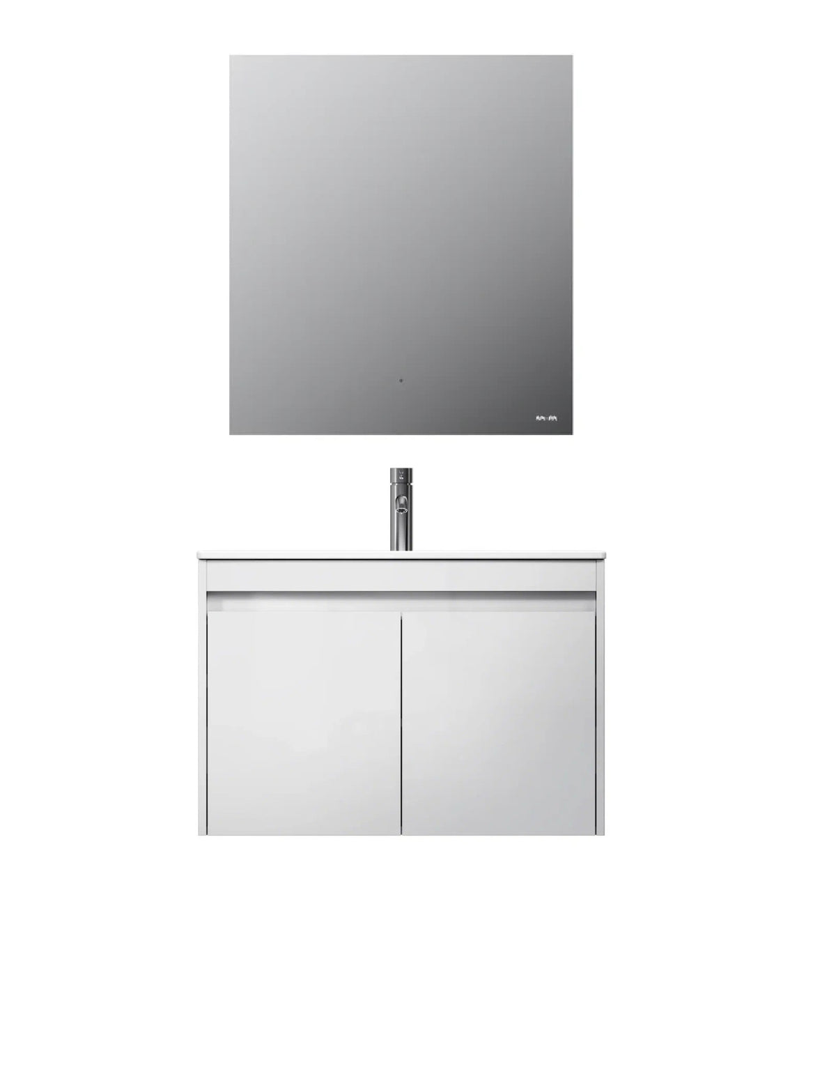Ensemble de meubles de salle de bains avec lavabo et miroir de salle de bains LED, 60 cm, 2 portes, blanc brillant–MPA0601WGCMO1