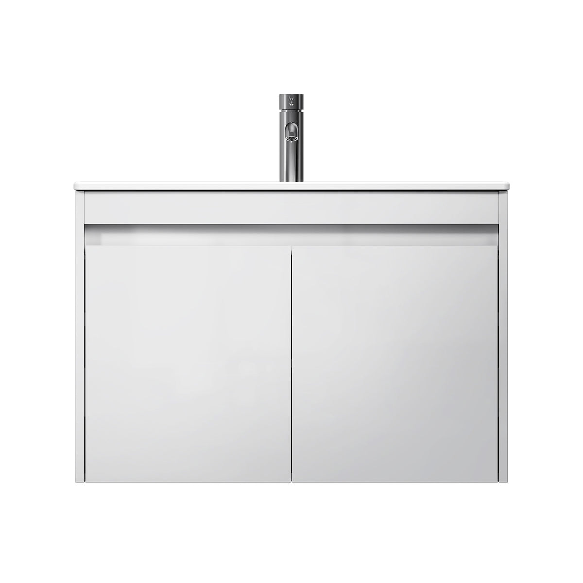 Waschtischunterschrank mit Waschbecken, 80 cm, als Flachpaket, 2 Türen, Weiß glänzend – MPAX0801WG-C0802WG