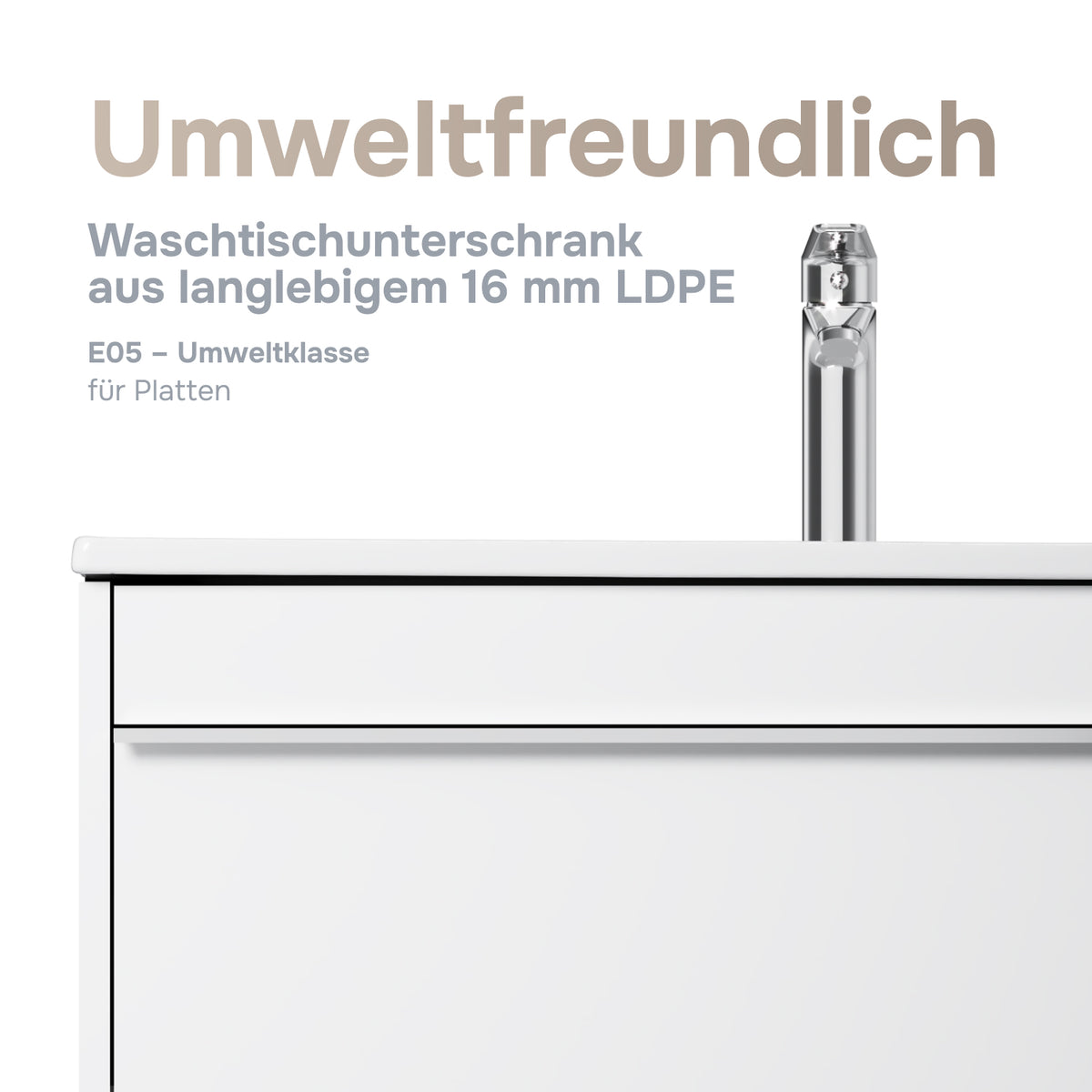 Waschtischunterschrank mit Waschbecken, 80 cm, als Flachpaket, 2 Schubladen – MTA-FHX0802WG-WCC0802