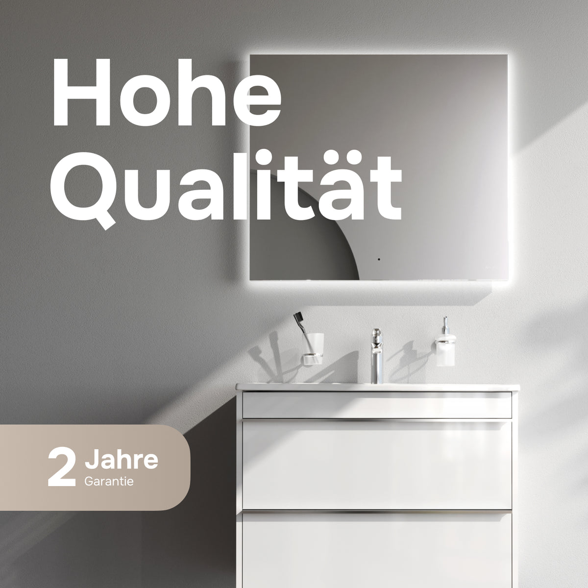 Waschtischunterschrank mit Waschbecken, 80 cm, als Flachpaket, 2 Schubladen – MTA-FHX0802WG-WCC0802