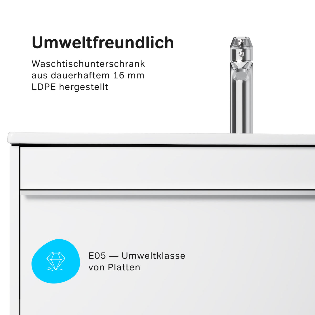 MTA-FHX0802WG-WCC0802 Waschtischunterschrank mit Becken, 80 cm, 2 Schubladen Hit Badmöbel Waschbecken mit Unterschrank ampm-store.de