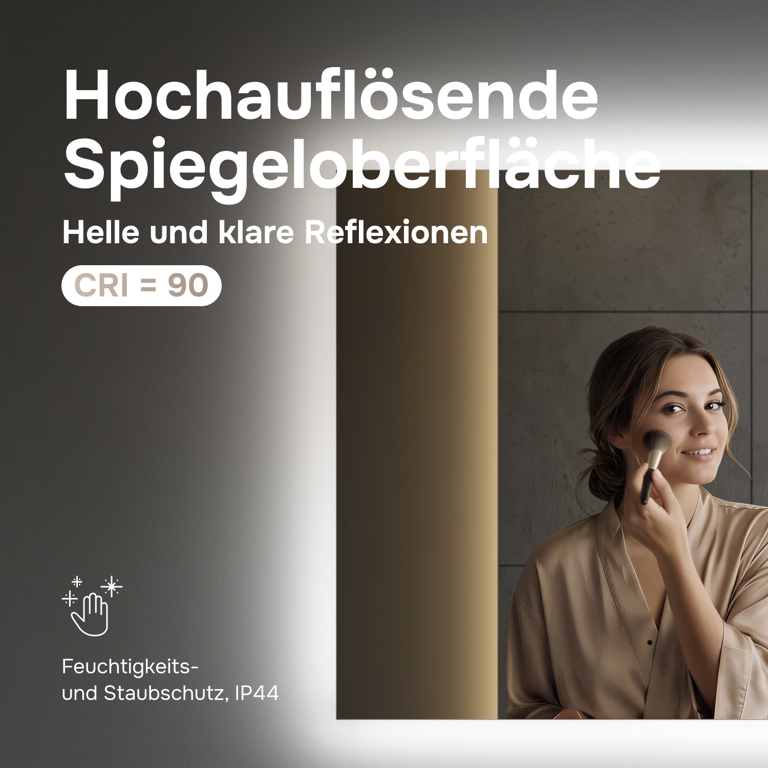 MTAMOX10601S Miroir LED 60 cm Hit-à intensité variable, sans contact, antibuée