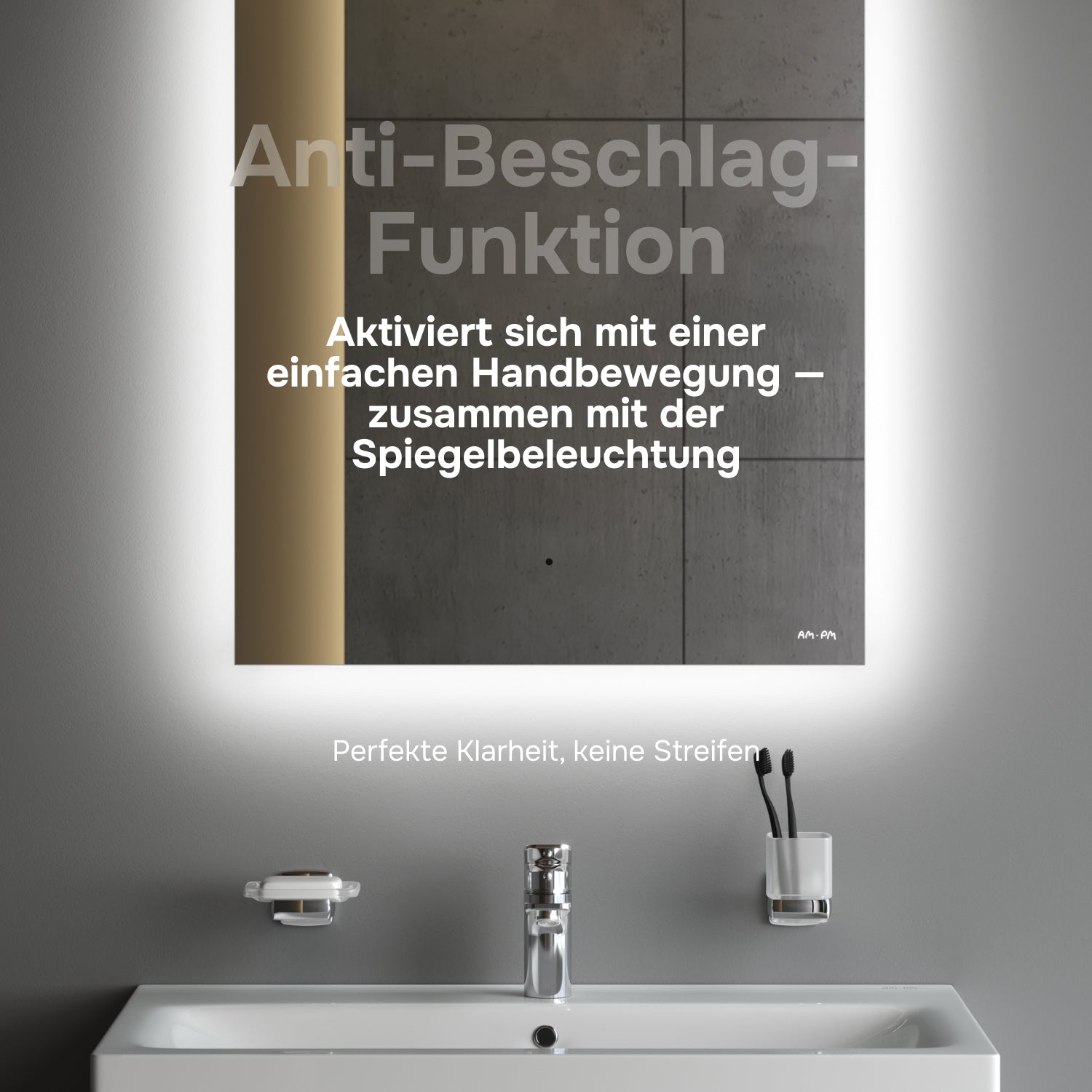 MTAMOX10601S Miroir LED 60 cm Hit-à intensité variable, sans contact, antibuée