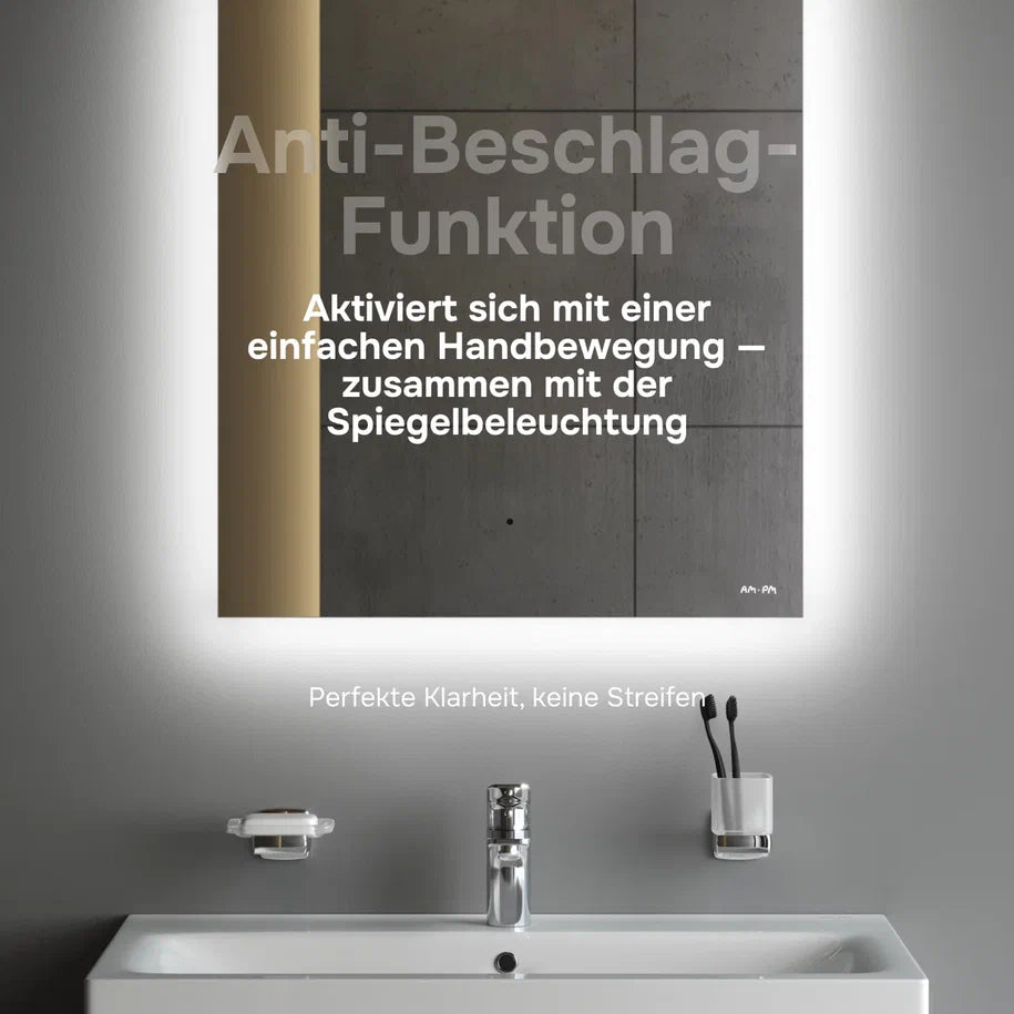 Ensemble de meubles de salle de bains avec lavabo et miroir de salle de bains LED, 60 cm, 2 portes, blanc brillant–MPA0601WGCMO1