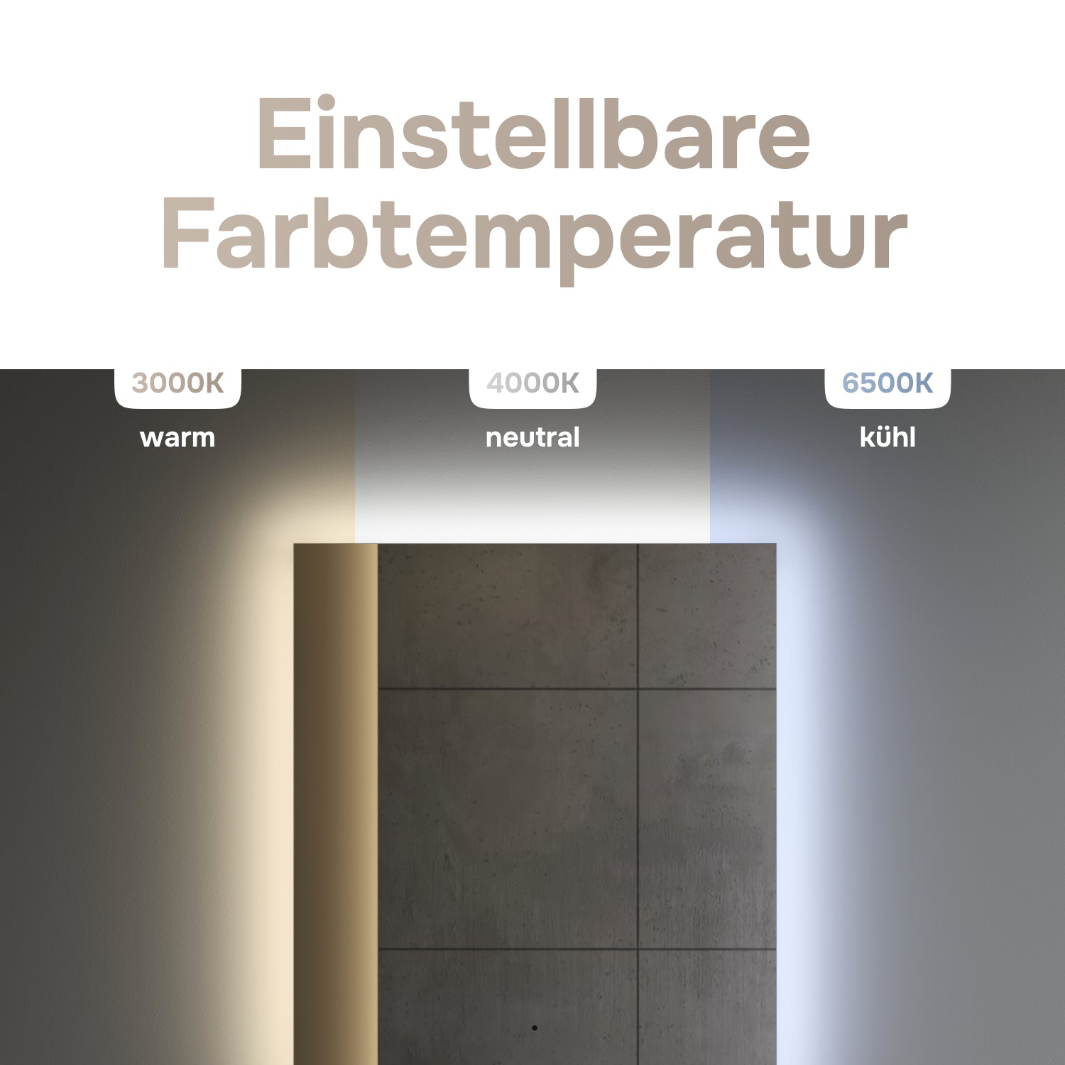 MTAMOX10601S Miroir LED 60 cm Hit-à intensité variable, sans contact, antibuée