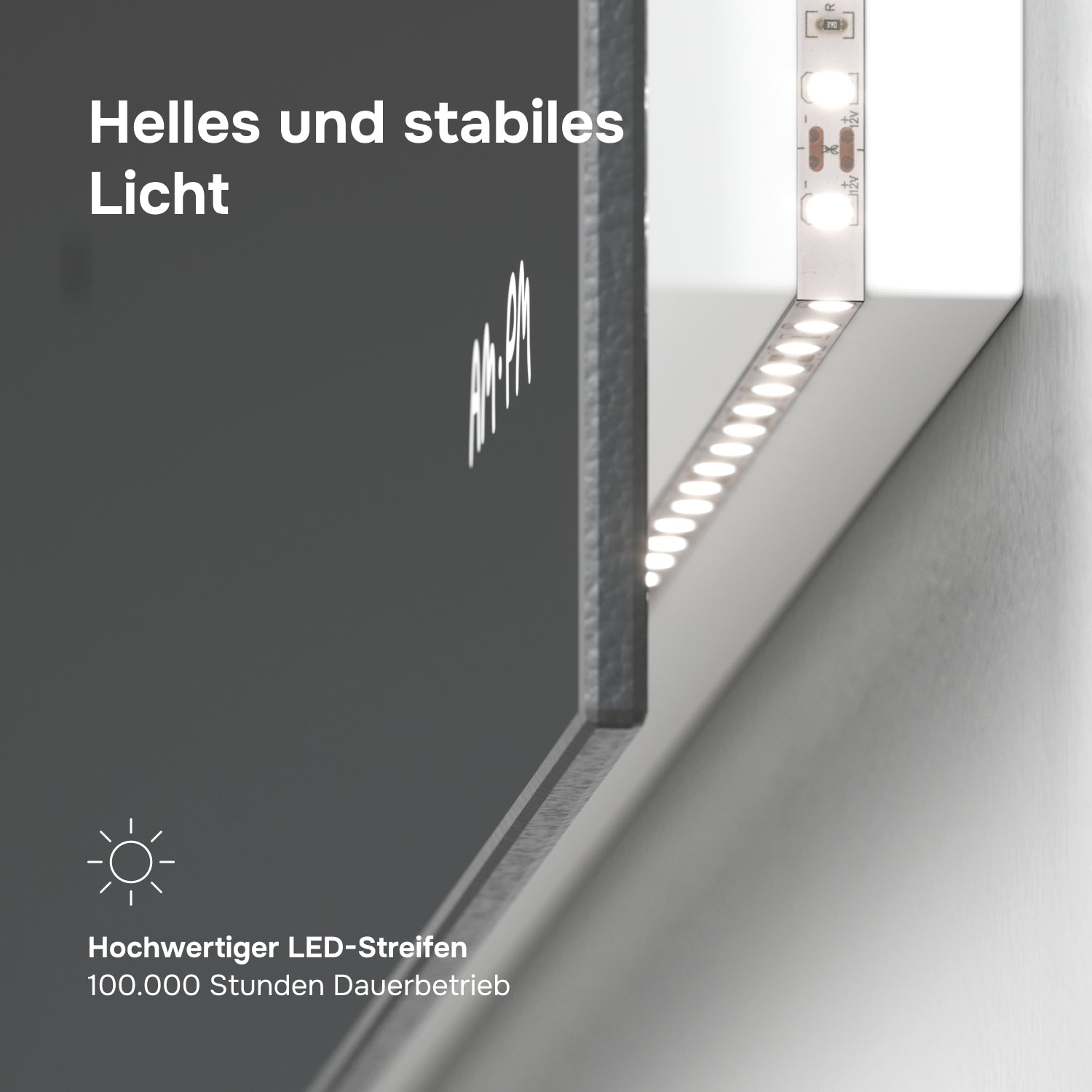 MTAMOX10801S Miroir LED 80 cm Hit-à intensité variable, sans contact, antibuée