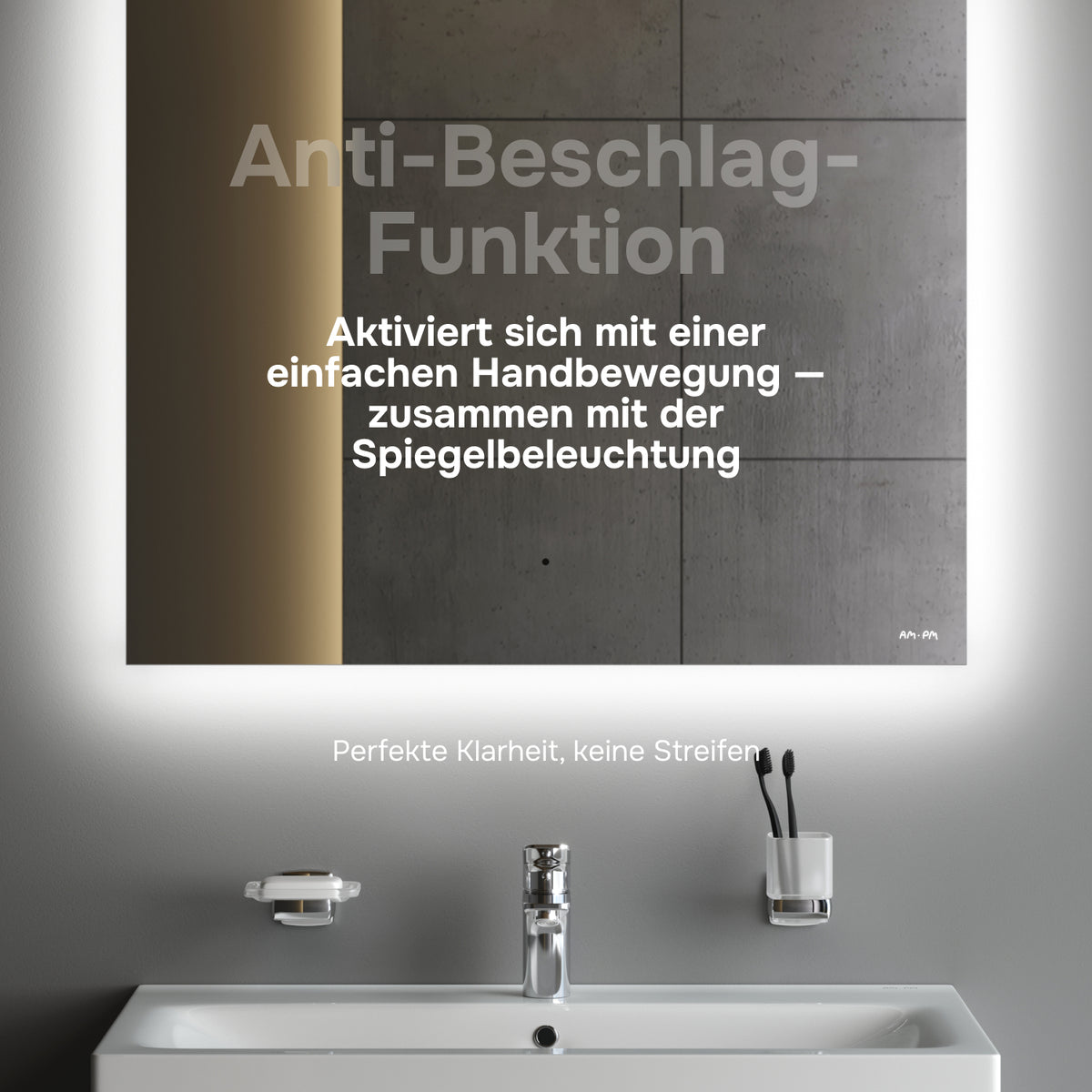 Miroir de salle de bain LED Hit 80 cm, intensité réglable, sans contact, antibuée–MTAMOX10801S